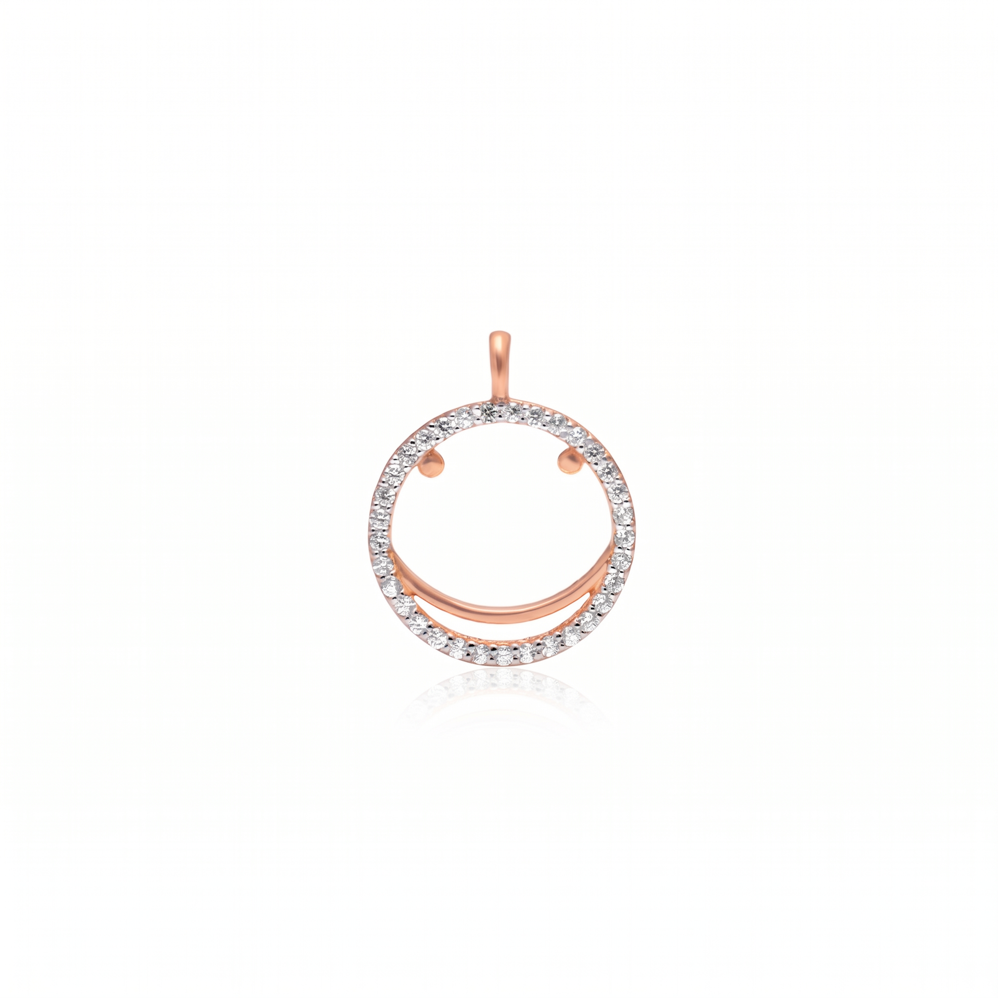 925 Sterling Silver Smiley Face Pendant Necklace | Gold Plated Minimalist Circle Charm | Sparkling Cubic Zirconia Happy Face Jewelry Gift for Her | Women's Jewelry