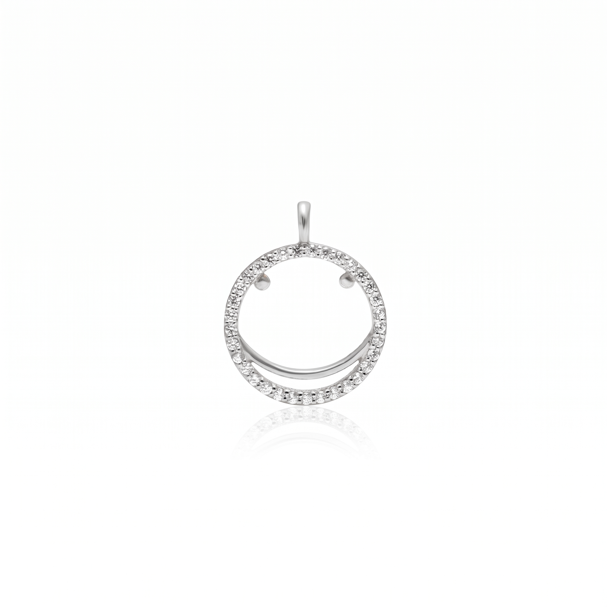925 Sterling Silver Smiley Face Pendant Necklace | Gold Plated Minimalist Circle Charm | Sparkling Cubic Zirconia Happy Face Jewelry Gift for Her | Women's Jewelry