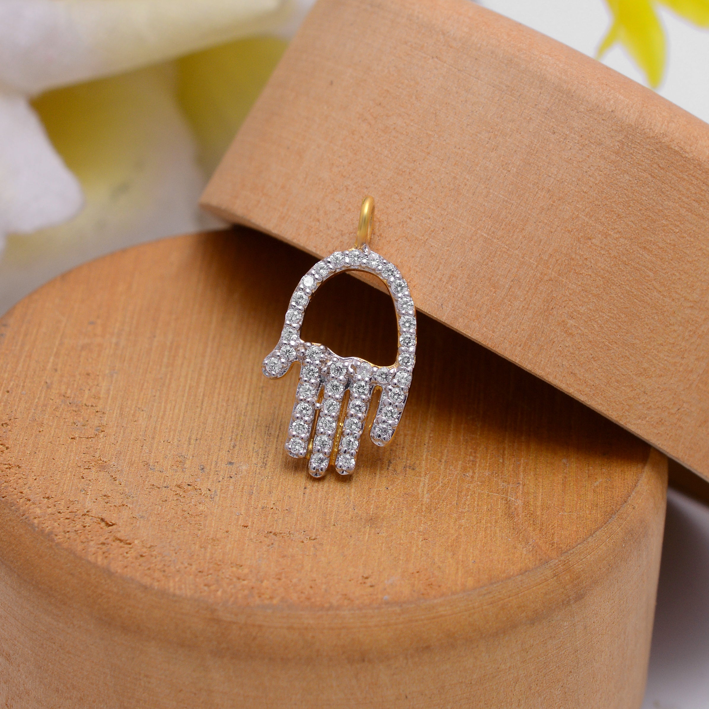 925 Sterling Silver Gold Plated Hamsa Hand Pendant for Women | Cubic Zirconia Evil Eye Protection Charm Necklace Pendant | Dainty Lucky Jewelry Gift | Women's Pendant
