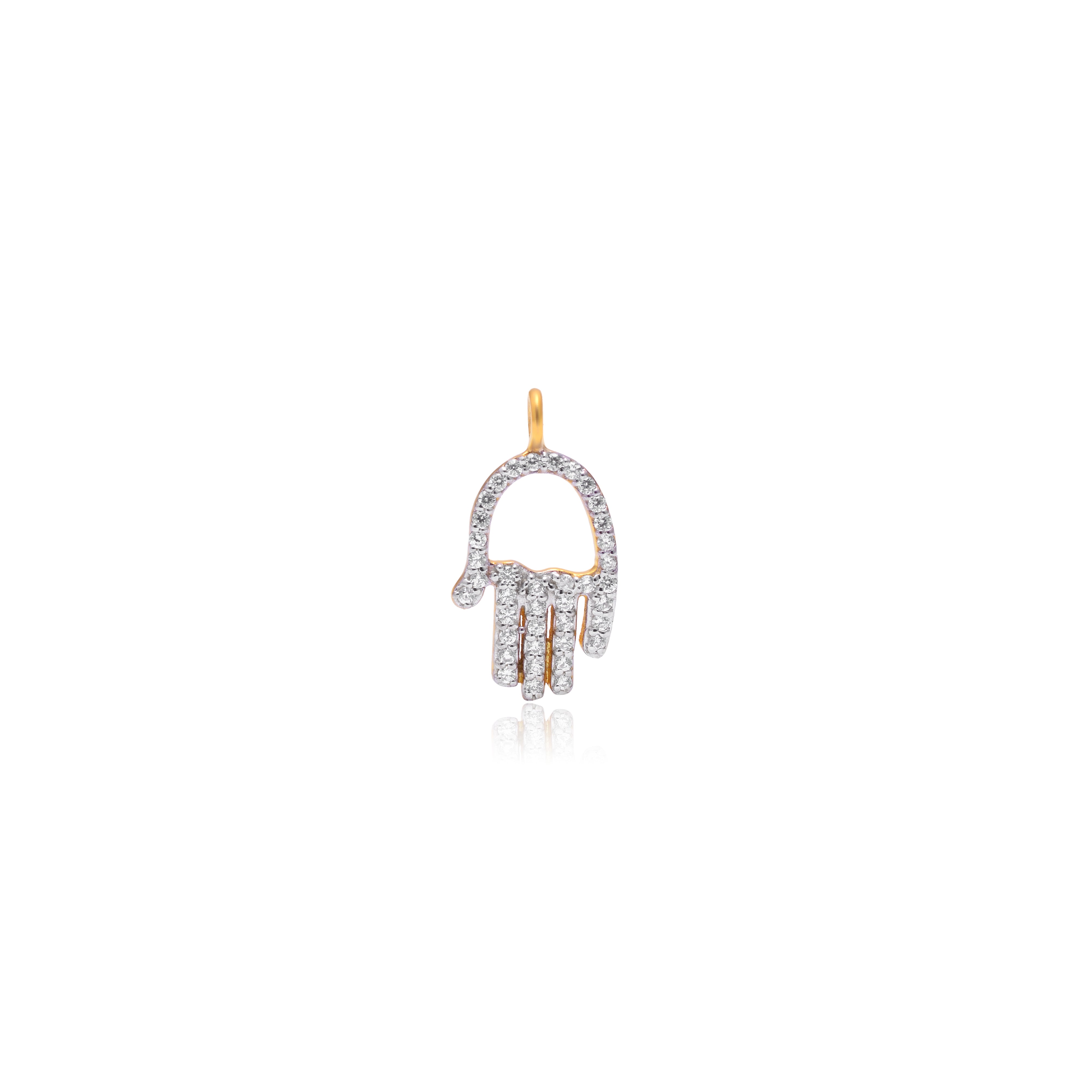 925 Sterling Silver Gold Plated Hamsa Hand Pendant for Women | Cubic Zirconia Evil Eye Protection Charm Necklace Pendant | Dainty Lucky Jewelry Gift | Women's Pendant