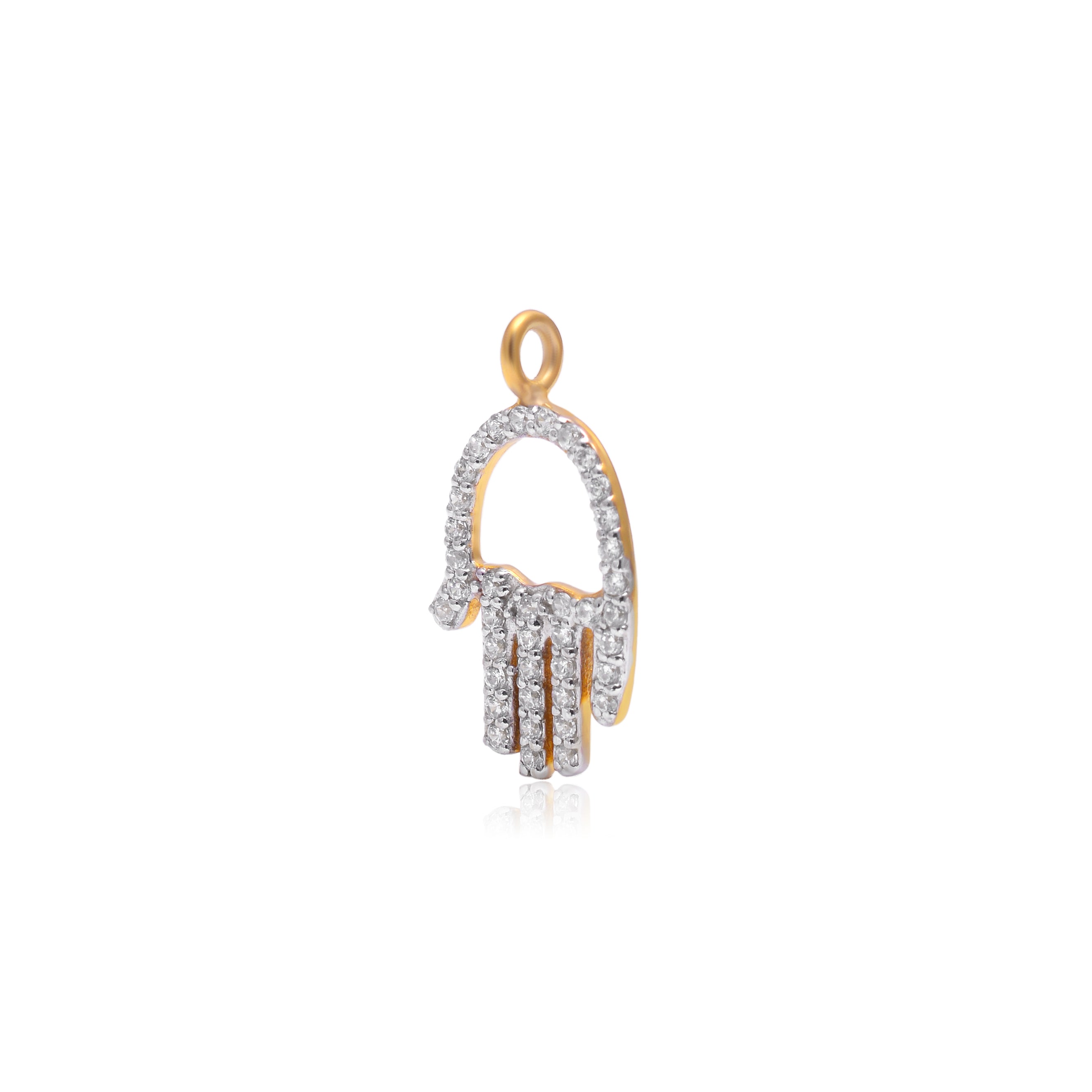 925 Sterling Silver Gold Plated Hamsa Hand Pendant for Women | Cubic Zirconia Evil Eye Protection Charm Necklace Pendant | Dainty Lucky Jewelry Gift | Women's Pendant