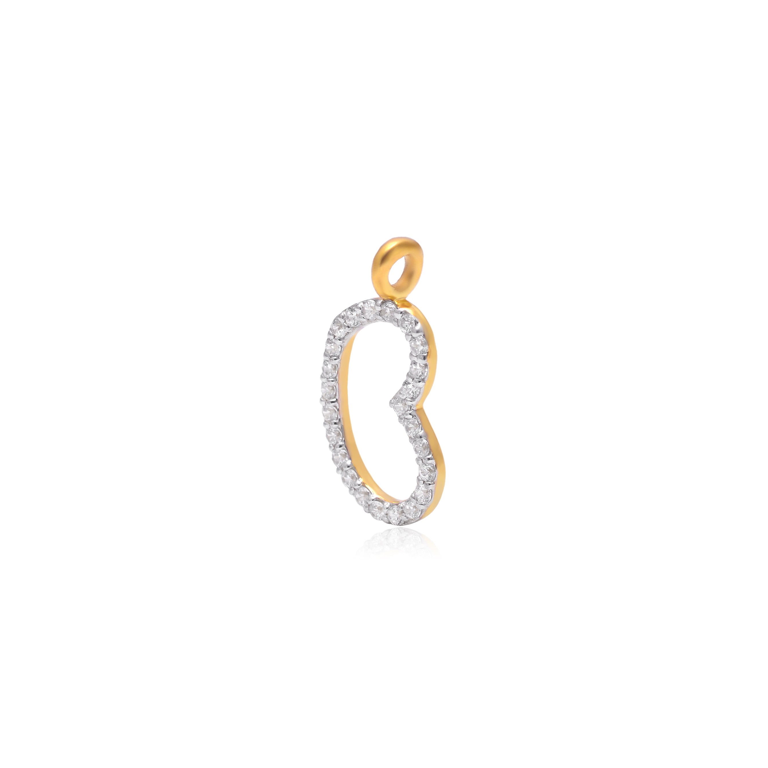 925 Sterling Silver Gold Plated Heart Shape Pendant Necklace for Women | CZ Diamond Open Heart Charm Pendant | Minimalist Everyday Jewelry Gift for Her