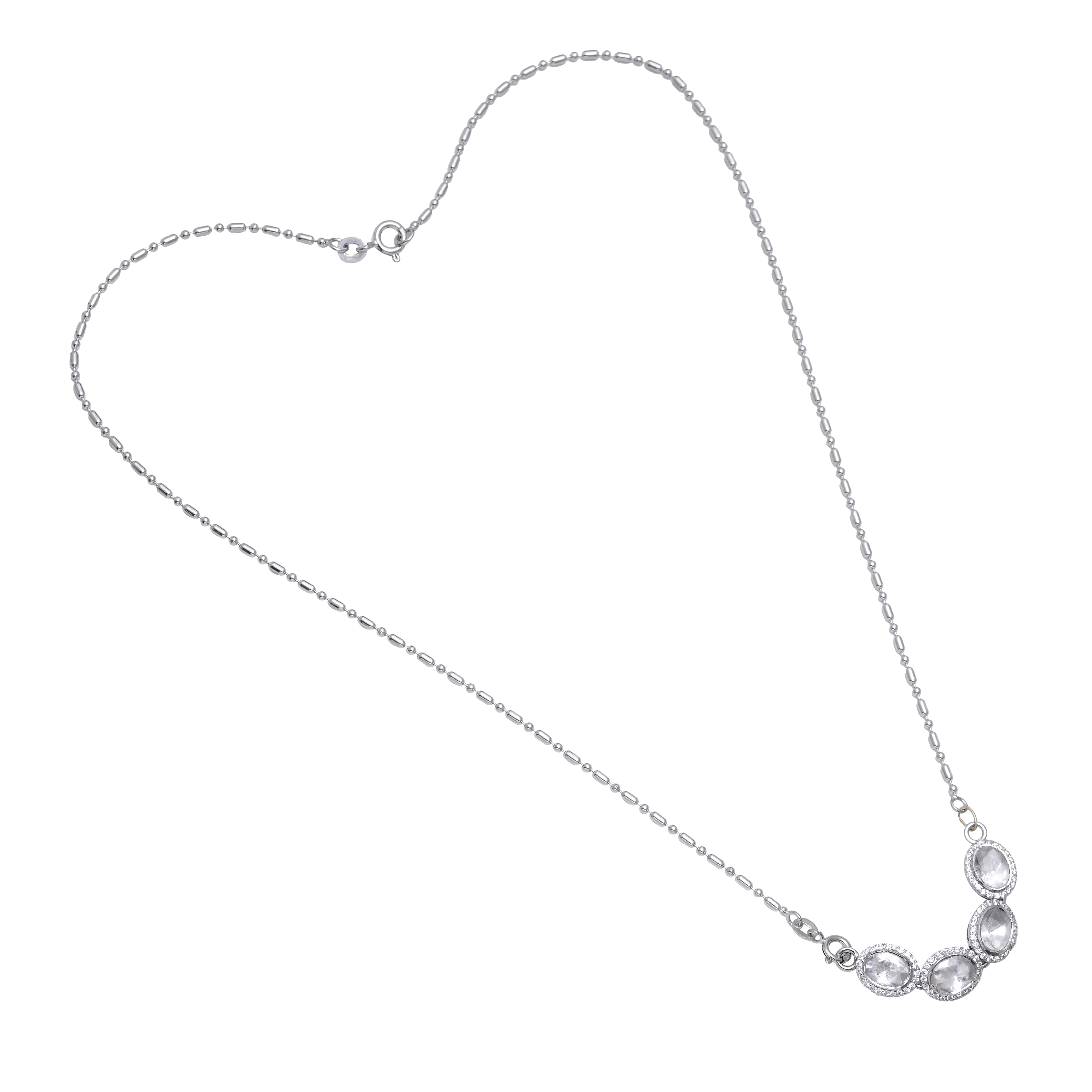 925 Sterling Silver Multi Oval CZ Pendant Necklace for Women | Elegant Halo Crystal Necklace | Minimalist Silver Jewelry Gift for Her