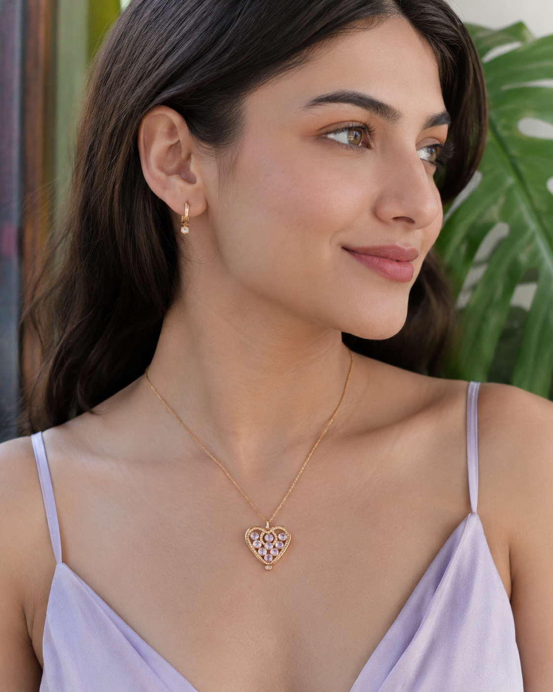 925 Sterling Silver Heart Pendant Necklace for Women | Pink CZ Diamond Heart Charm Necklace | Elegant Romantic Jewelry Gift for Her