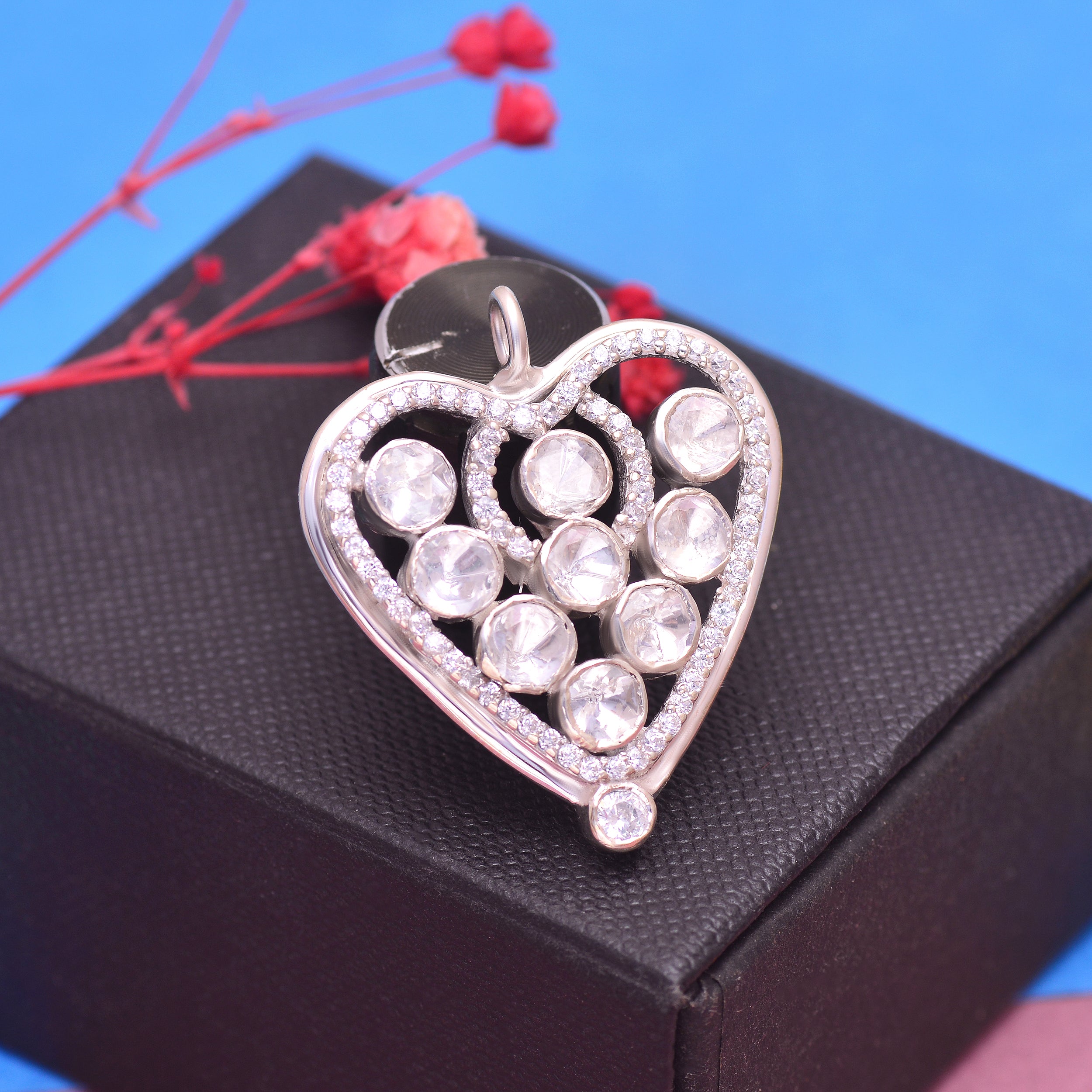925 Sterling Silver Heart Pendant Necklace for Women | Pink CZ Diamond Heart Charm Necklace | Elegant Romantic Jewelry Gift for Her