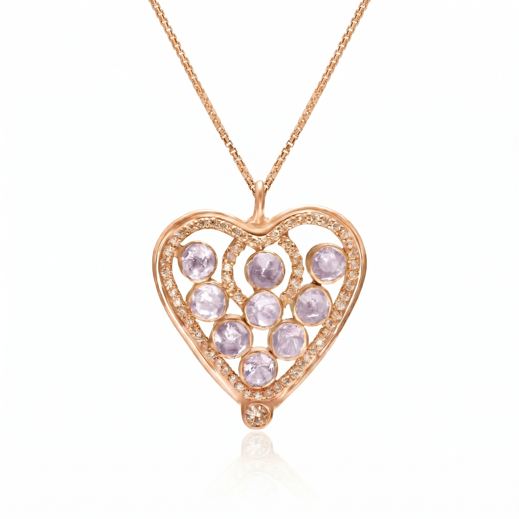 925 Sterling Silver Heart Pendant Necklace for Women | Pink CZ Diamond Heart Charm Necklace | Elegant Romantic Jewelry Gift for Her