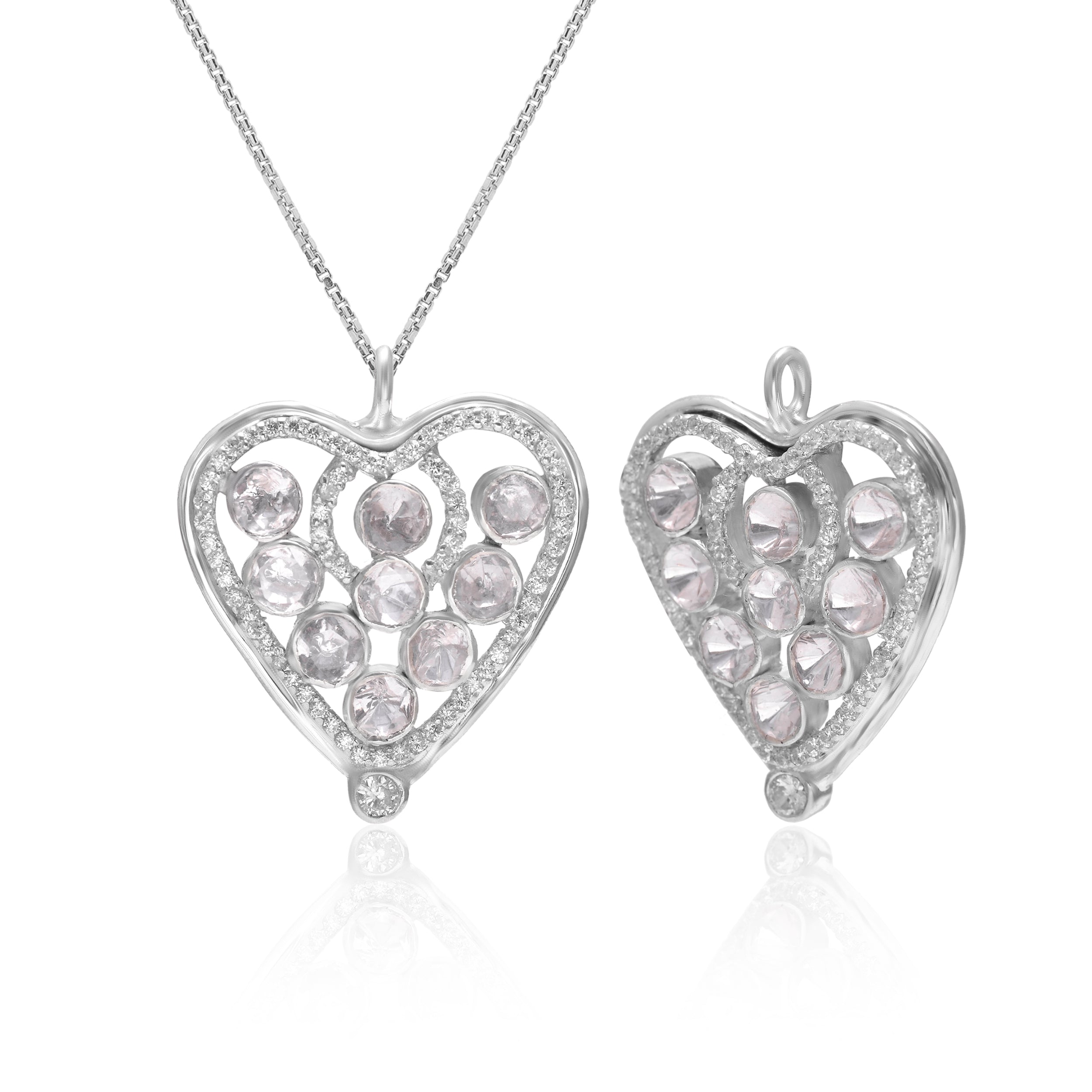 925 Sterling Silver Heart Pendant Necklace for Women | Pink CZ Diamond Heart Charm Necklace | Elegant Romantic Jewelry Gift for Her