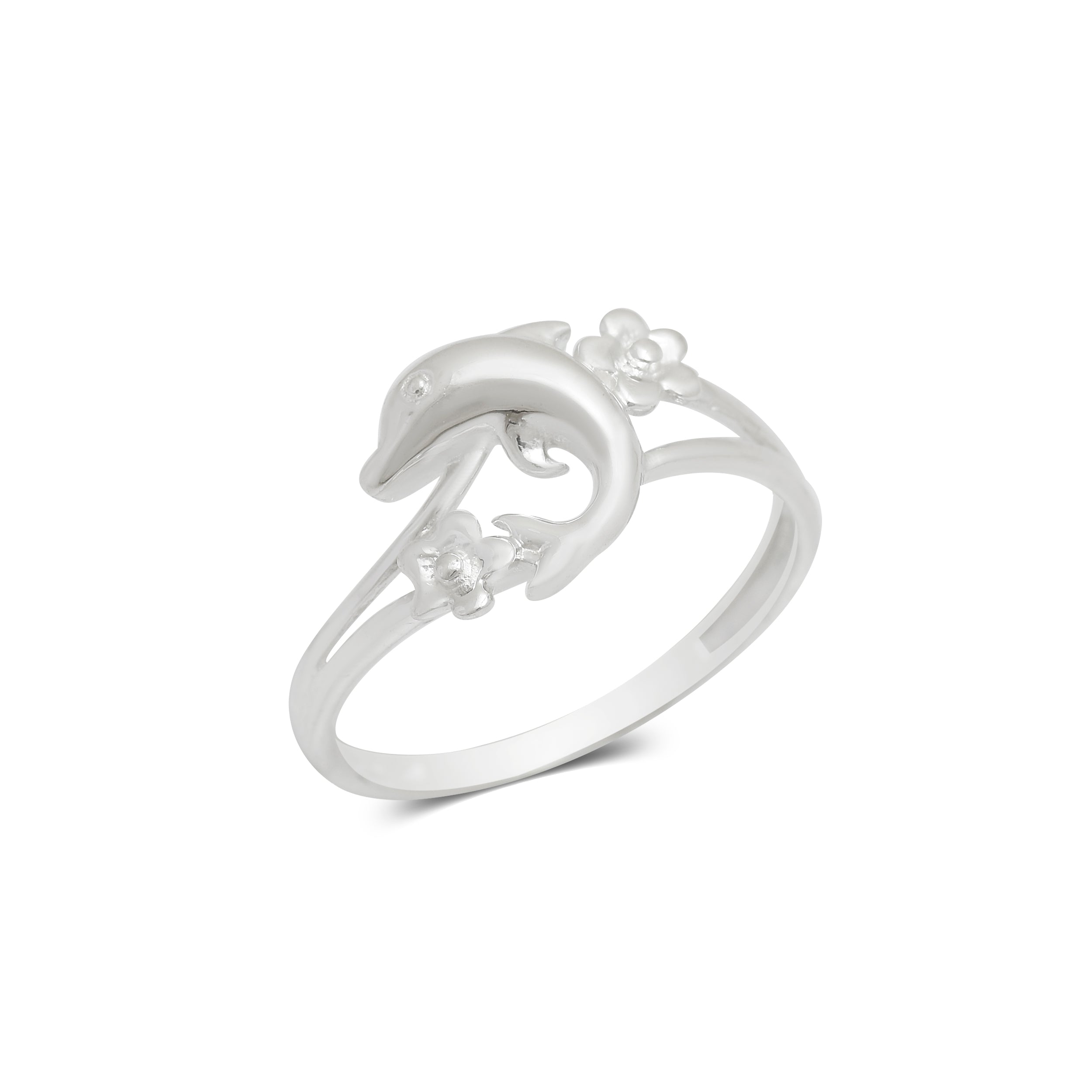 925 Silver Dolphin Floral Silver Ring for Women | Minimal Ocean Inspired Open Band Ring | Women's Ring