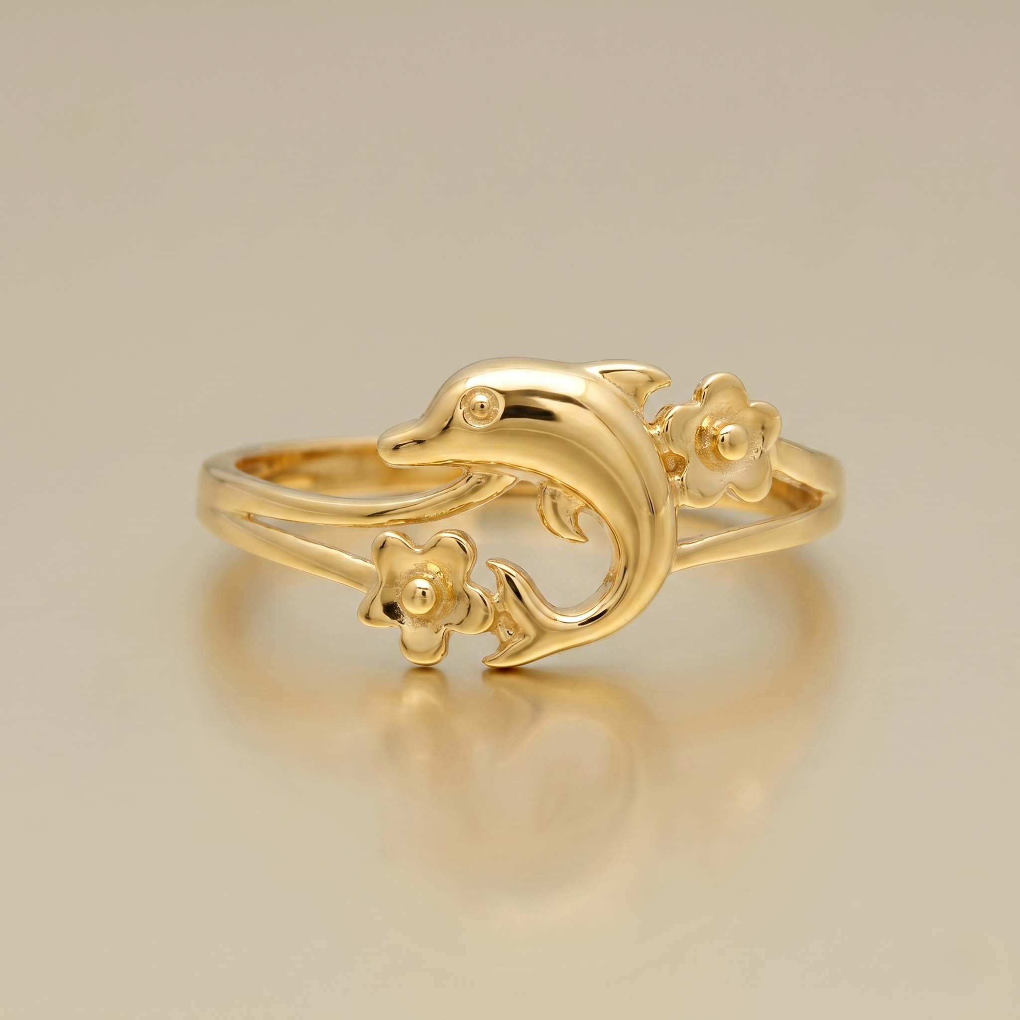 925 Silver Dolphin Floral Silver Ring for Women | Minimal Ocean Inspired Open Band Ring | Women's Ring