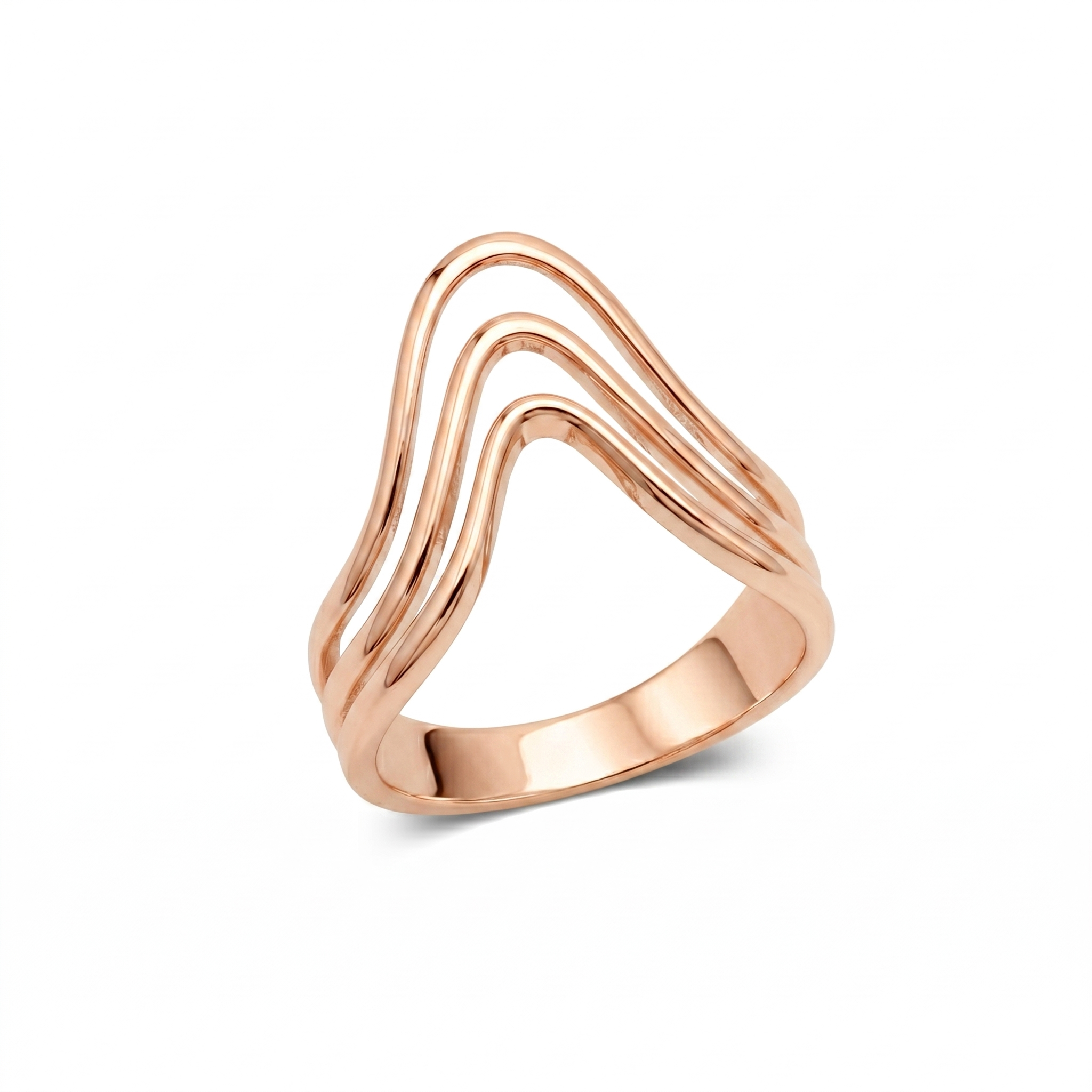 Minimalist Triple Wave Open Statement Ring | 925 Sterling Silver Modern Band Ring | Contemporary Stackable Jewelry for Women | Gift for Her