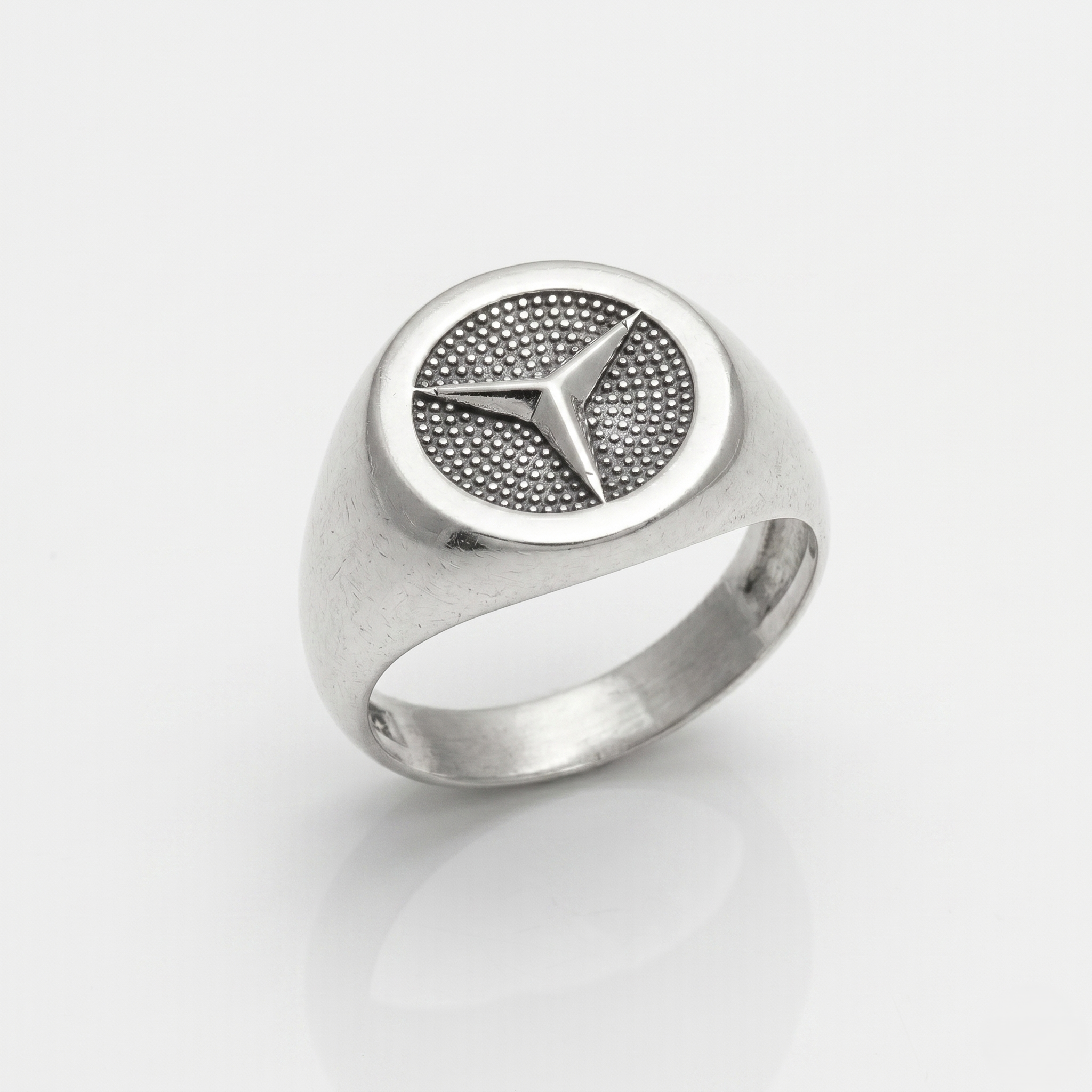 925 Silver Luxury Silver Peace Symbol Signet Ring with Micro CZ Stones | Minimal Statement Ring for Men & Women