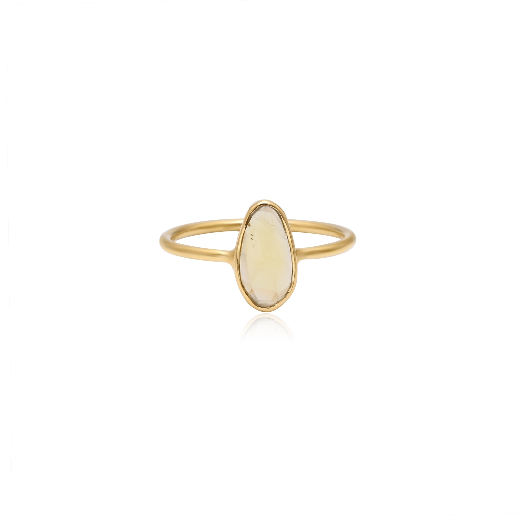 925 Silver Green Tourmaline Minimal Rose Gold Plated Oval Gemstone Ring | Elegant Dainty Stackable Ring for Women | Women's Jewelry