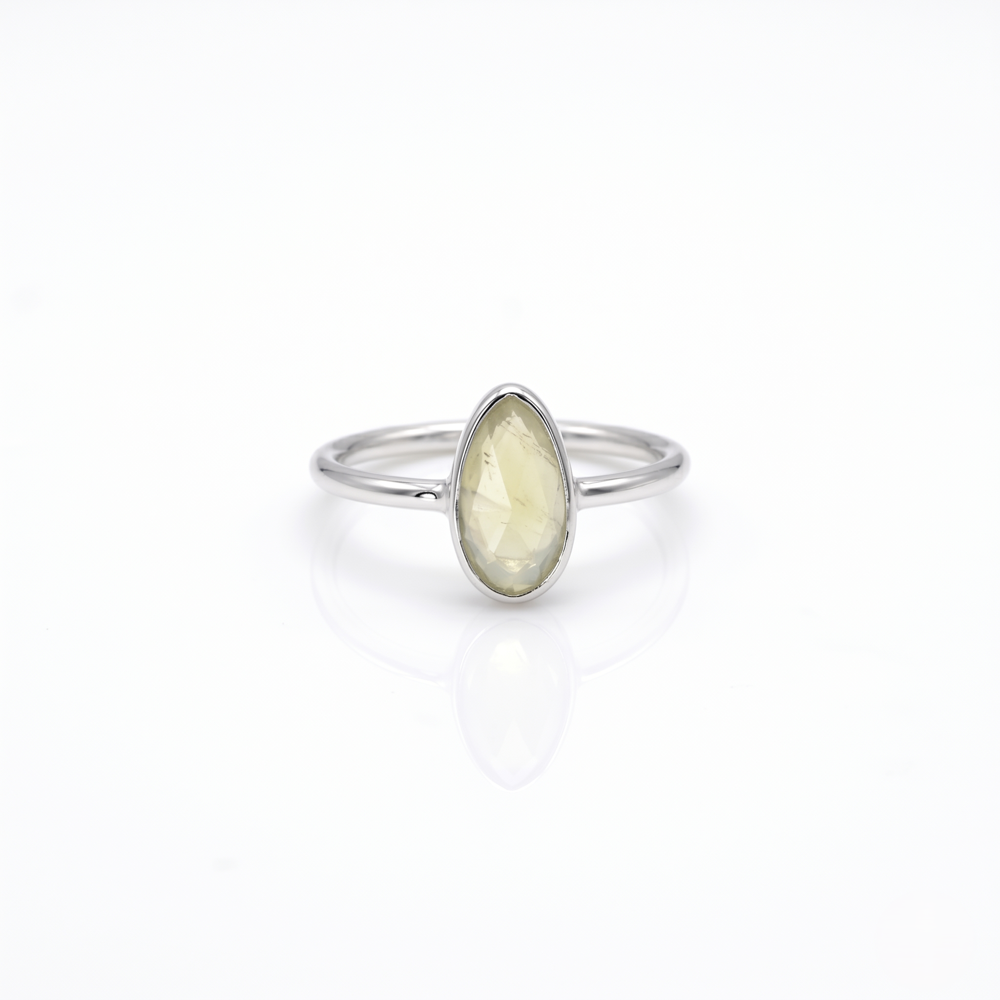 925 Silver Green Tourmaline Minimal Rose Gold Plated Oval Gemstone Ring | Elegant Dainty Stackable Ring for Women | Women's Jewelry