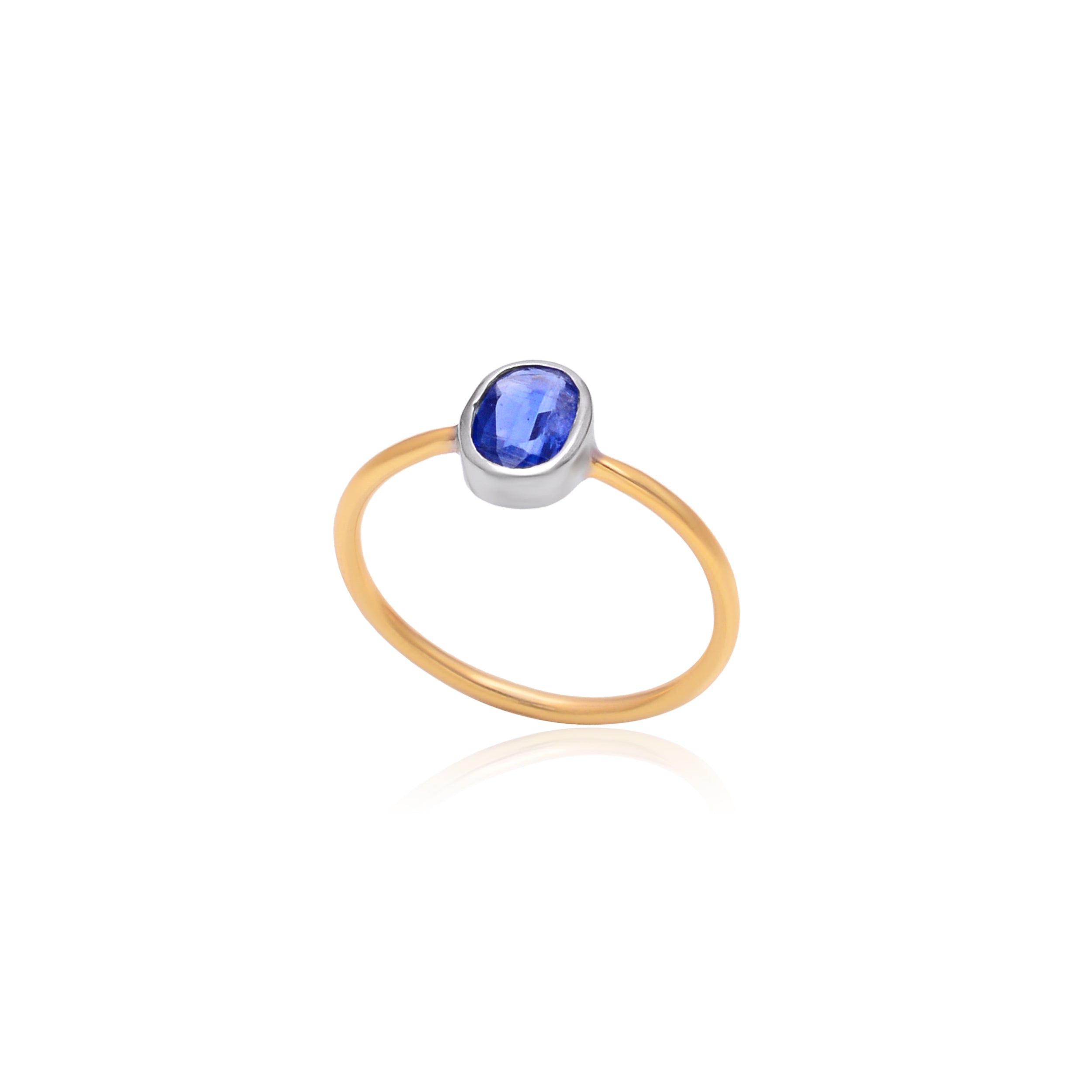 925 Sterling Silver Blue Sapphire Ring for Women | Gold Plated Neelam Gemstone Ring | Minimalist Solitaire Statement Ring | Gift for Her Mom Wife