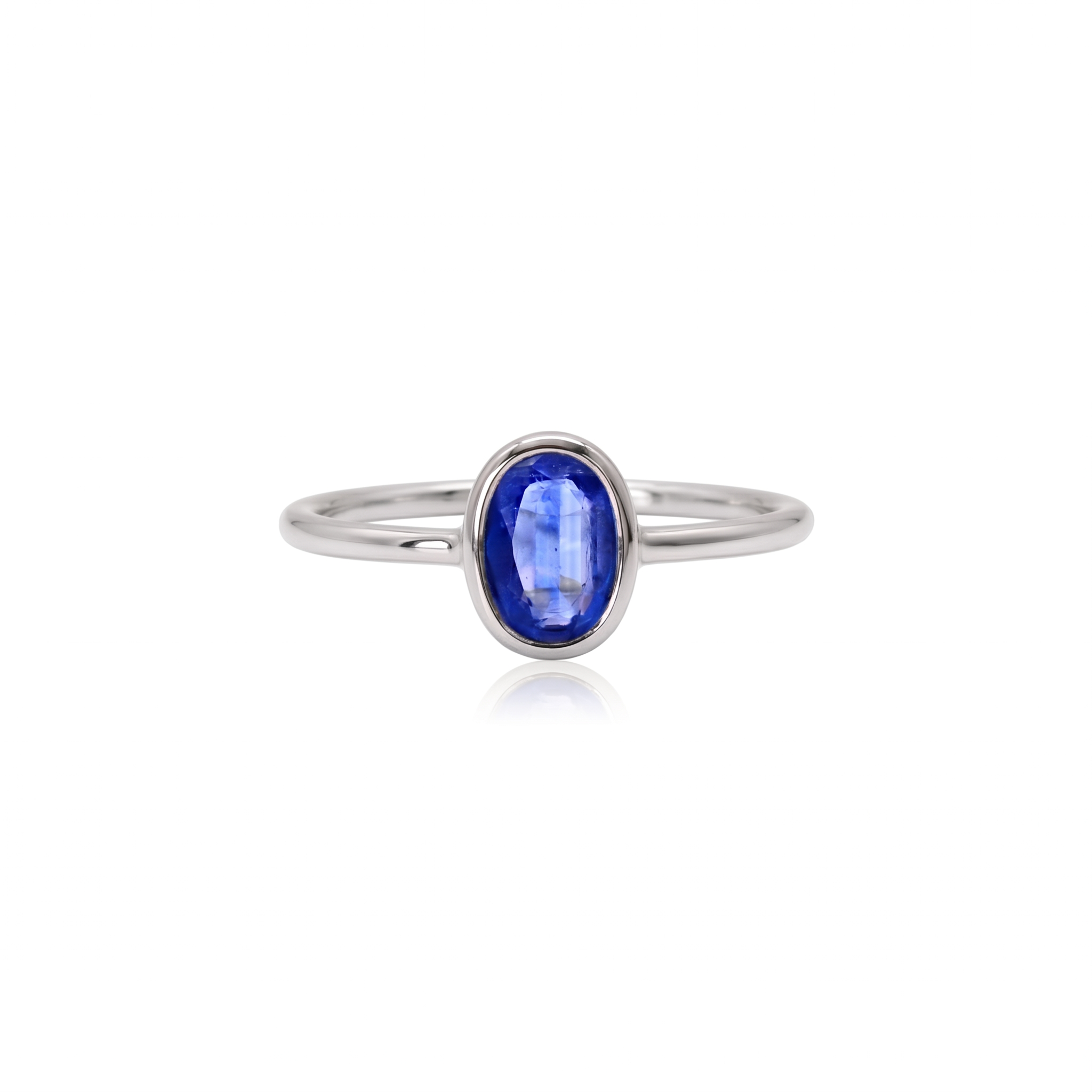 925 Sterling Silver Blue Sapphire Ring for Women | Gold Plated Neelam Gemstone Ring | Minimalist Solitaire Statement Ring | Gift for Her Mom Wife