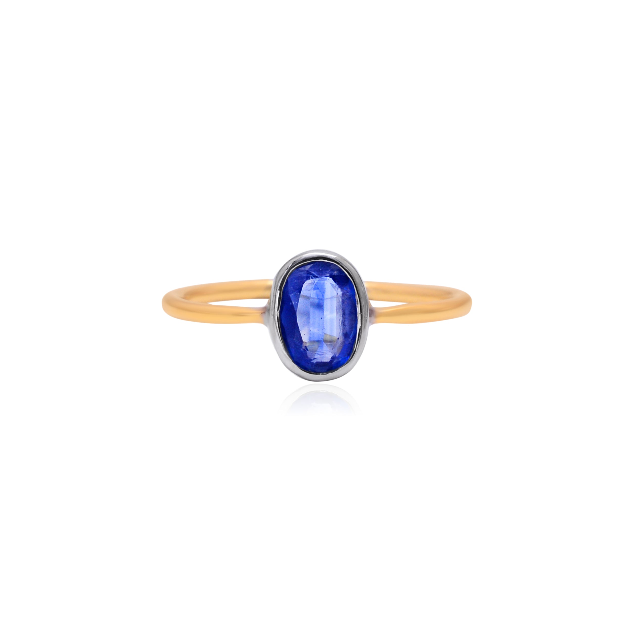 925 Sterling Silver Blue Sapphire Ring for Women | Gold Plated Neelam Gemstone Ring | Minimalist Solitaire Statement Ring | Gift for Her Mom Wife