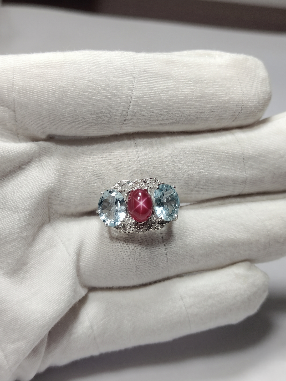 Handmade Natural Red Coral & Sky Blue Topaz Ring in 925 Sterling Silver, Vintage Cocktail Ring for Women, December Birthstone Jewelry, Luxury Anniversary Gift, Elegant Designer Silver Ring