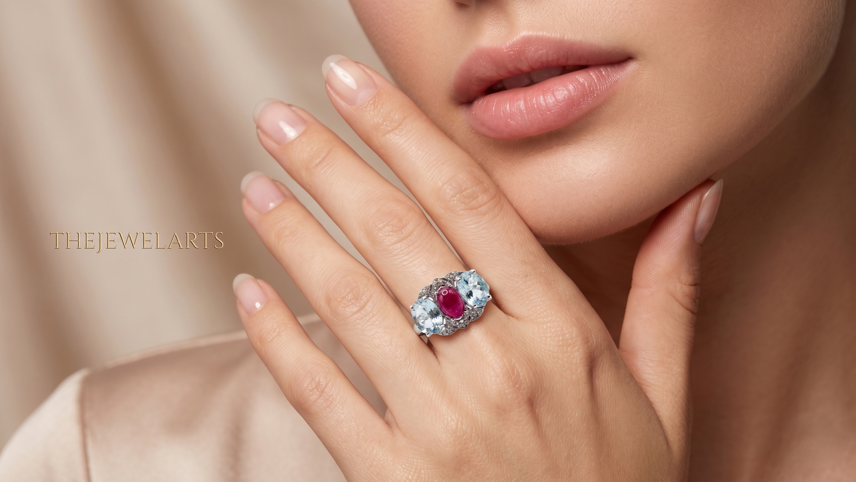 Handmade Natural Red Coral & Sky Blue Topaz Ring in 925 Sterling Silver, Vintage Cocktail Ring for Women, December Birthstone Jewelry, Luxury Anniversary Gift, Elegant Designer Silver Ring